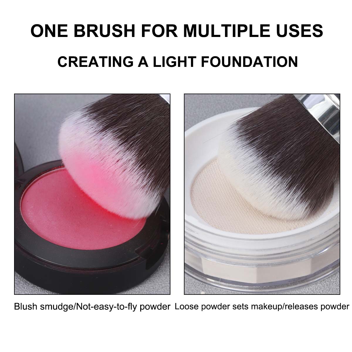 PERSMAX Cosmetic brushes Portable brush telescopic design loose powder brush blush brush foundation brush soft bristles multifunctional travel - PERSMAX