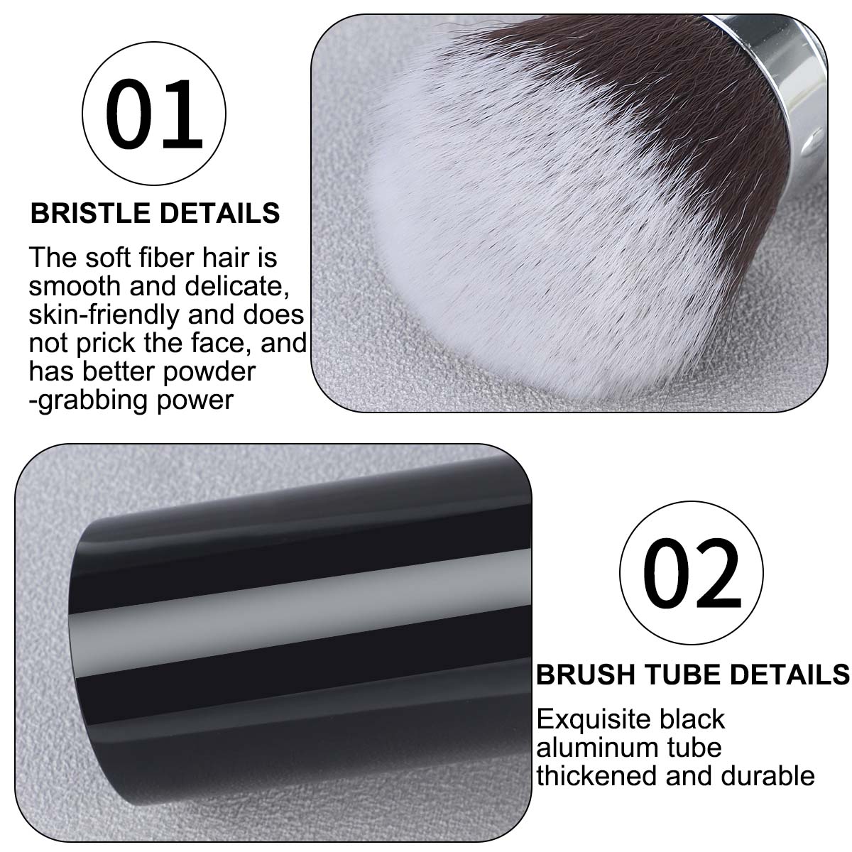 PERSMAX Cosmetic brushes Portable brush telescopic design loose powder brush blush brush foundation brush soft bristles multifunctional travel - PERSMAX