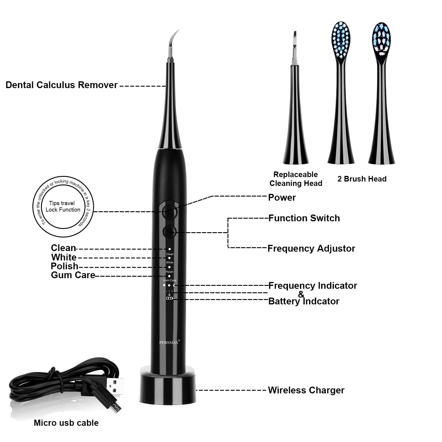 black electric dental calculus remover