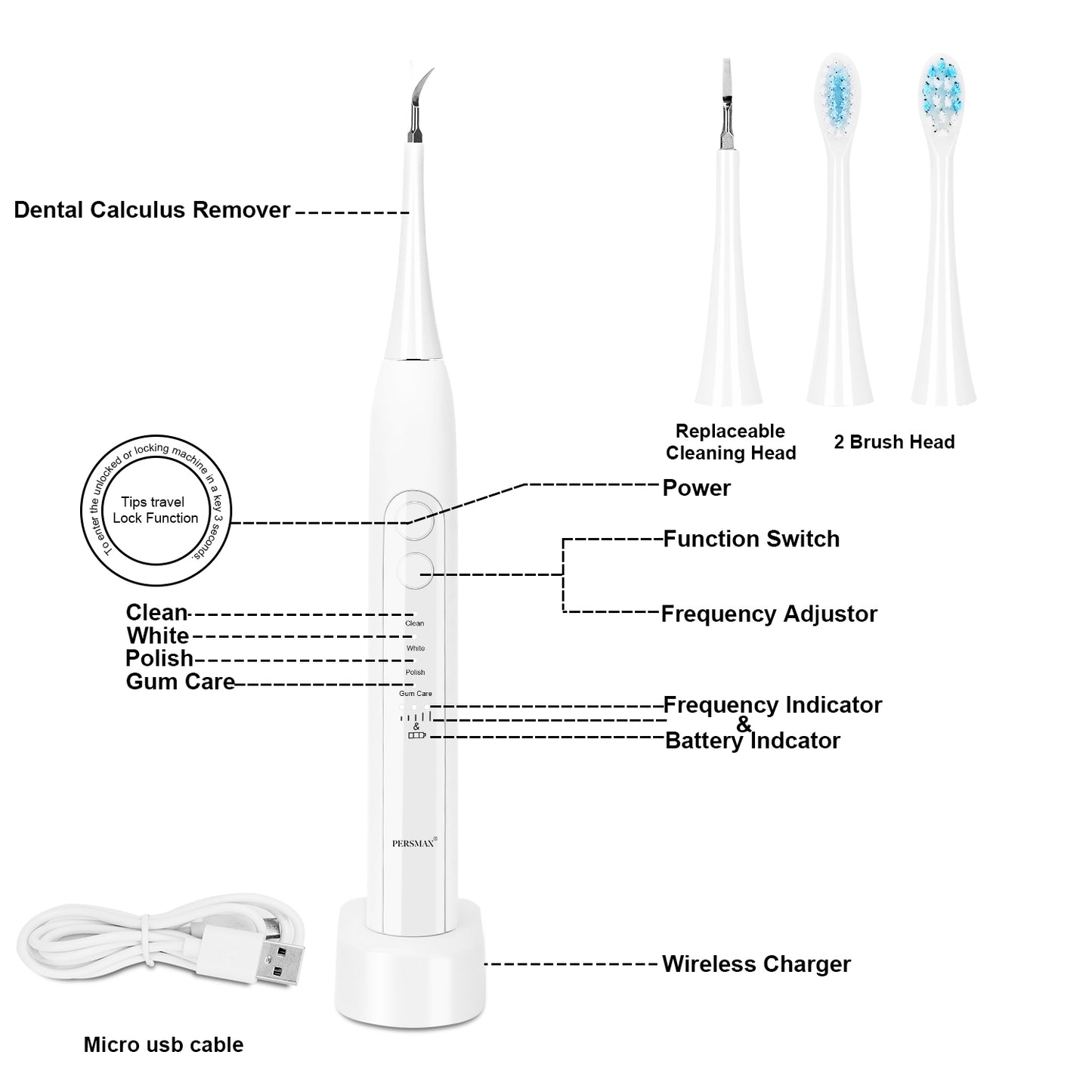 white electric dental calculus remover