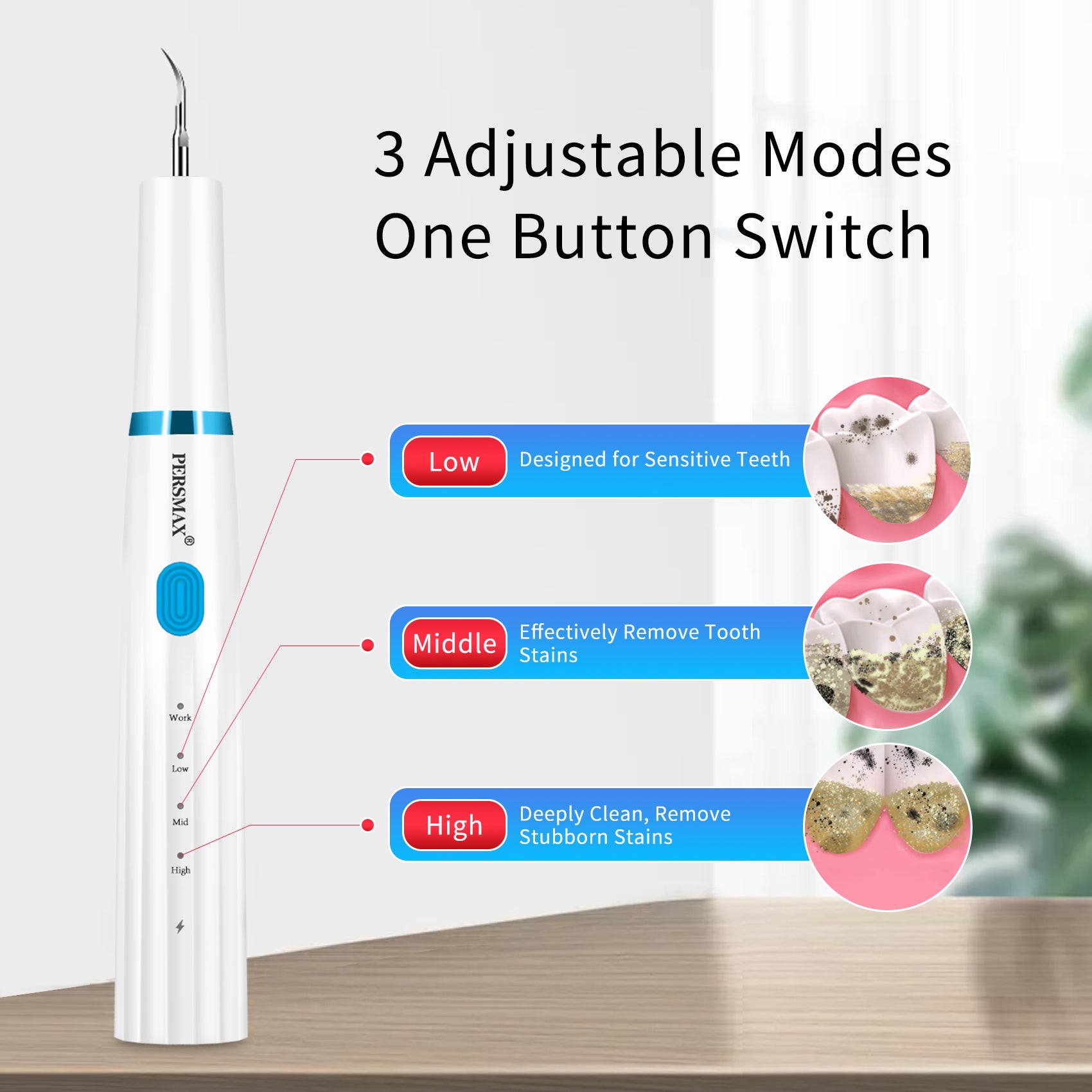 PERSMAX | White Ultrasonic Dental Calculus Remover