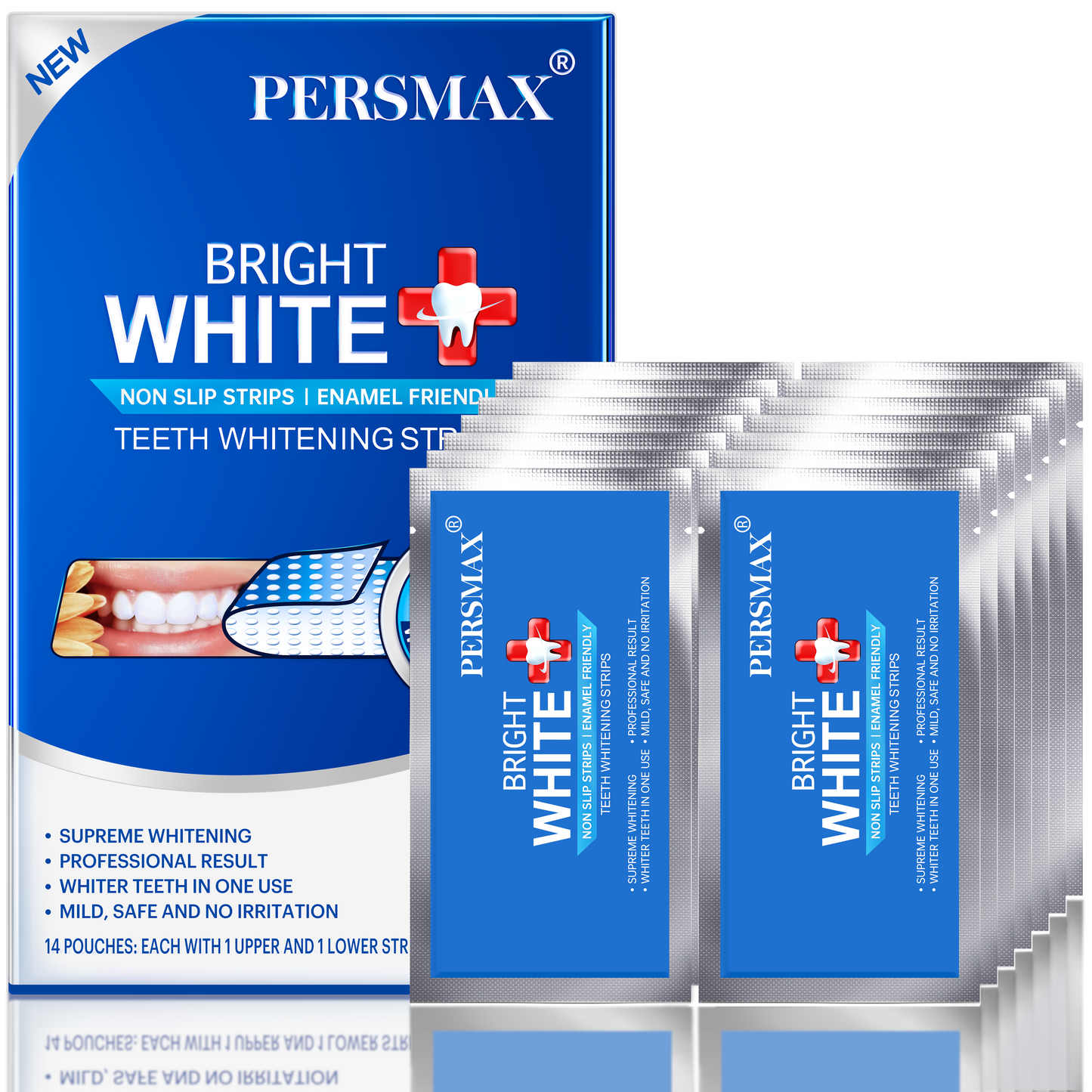 PERSMAX Teeth Whitening Strips – Professional Dentist Approved, Gum-Safe Formula, 28 Non-Slip Strips Kit, 14 Treatment, Pain-Free Express Whitening in 30 Min, Easy to Use for Bright Smile