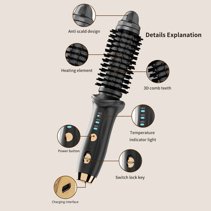 PERSMAX Electric combs,new wireless curling hair brush rechargeable home multi-function straight curling dual-purpose no hair damage big wave curling comb