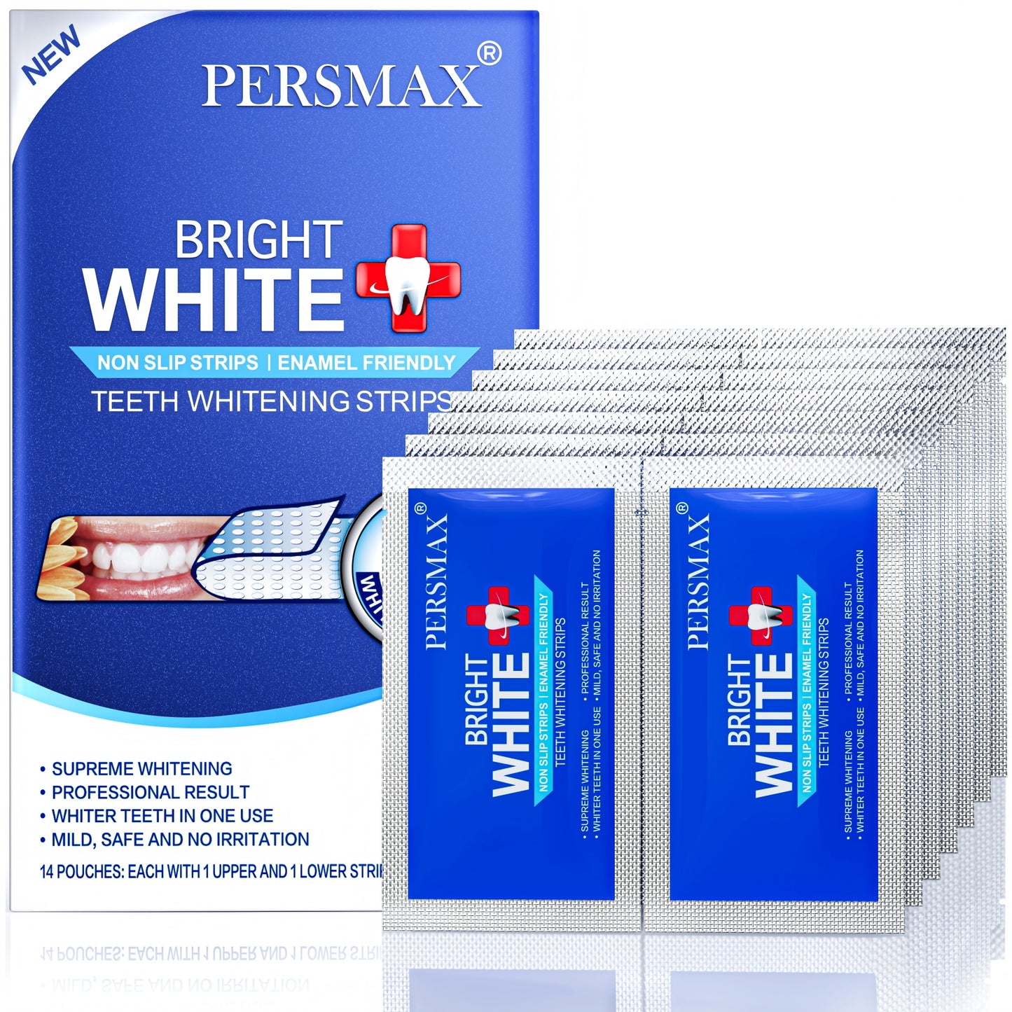 PERSMAX Teeth Whitening Strips – Professional Dentist Approved, Gum-Safe Formula, 28 Non-Slip Strips Kit, 14 Treatment, Pain-Free Express Whitening in 30 Min, Easy to Use for Bright Smile