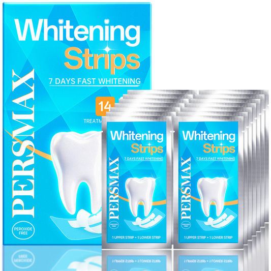 PERSMAX Teeth Whitening Strips – Peroxide-Free Professional Dentist Approved, 14 Treatment, 28 Non-Slip Strips Kit, Express Whitening in 30-Min, Gum-Safe Formula, Easy to Use for Bright Smile - PERSMAX